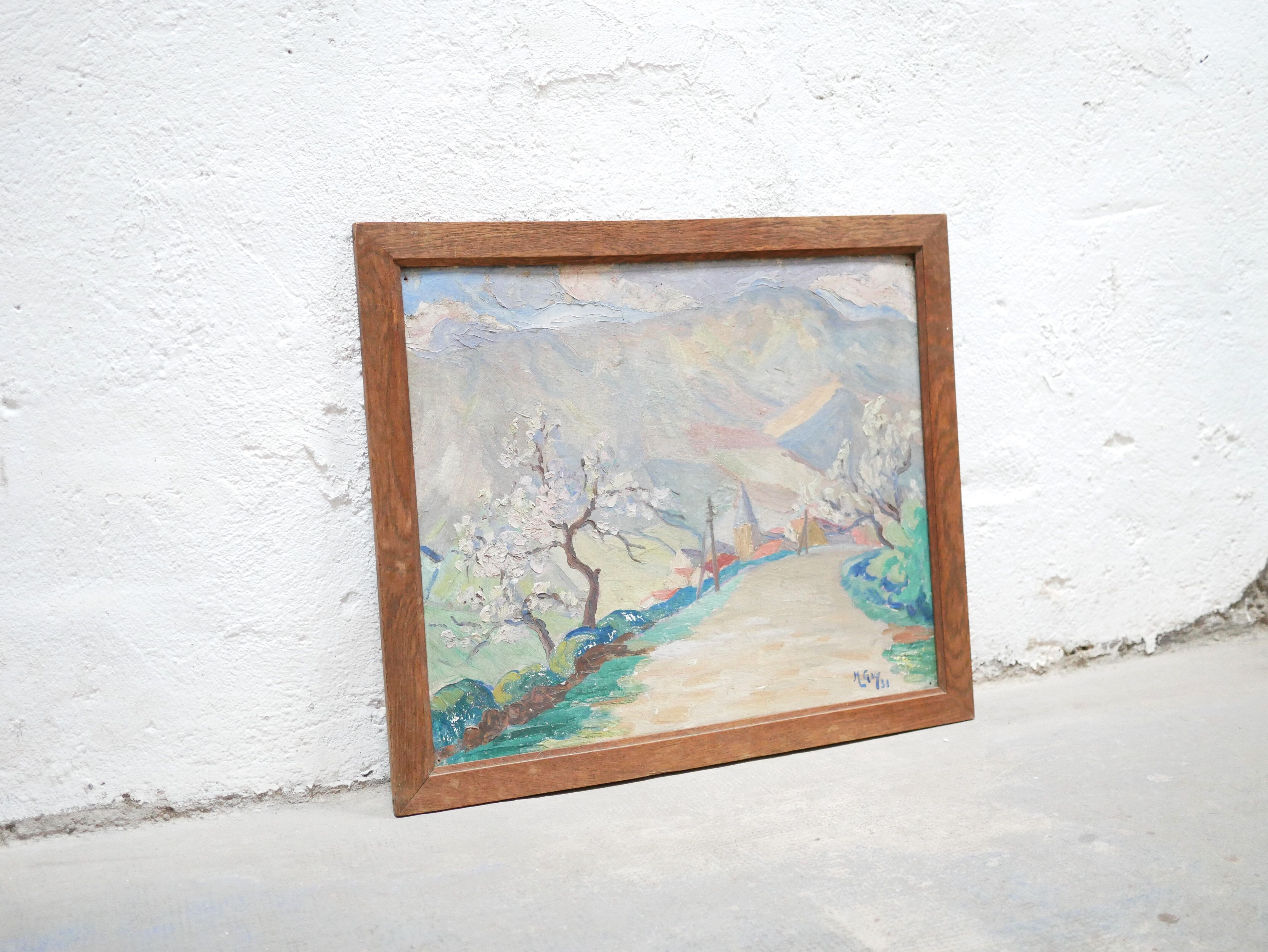 Old painting on panel signed M. Gay