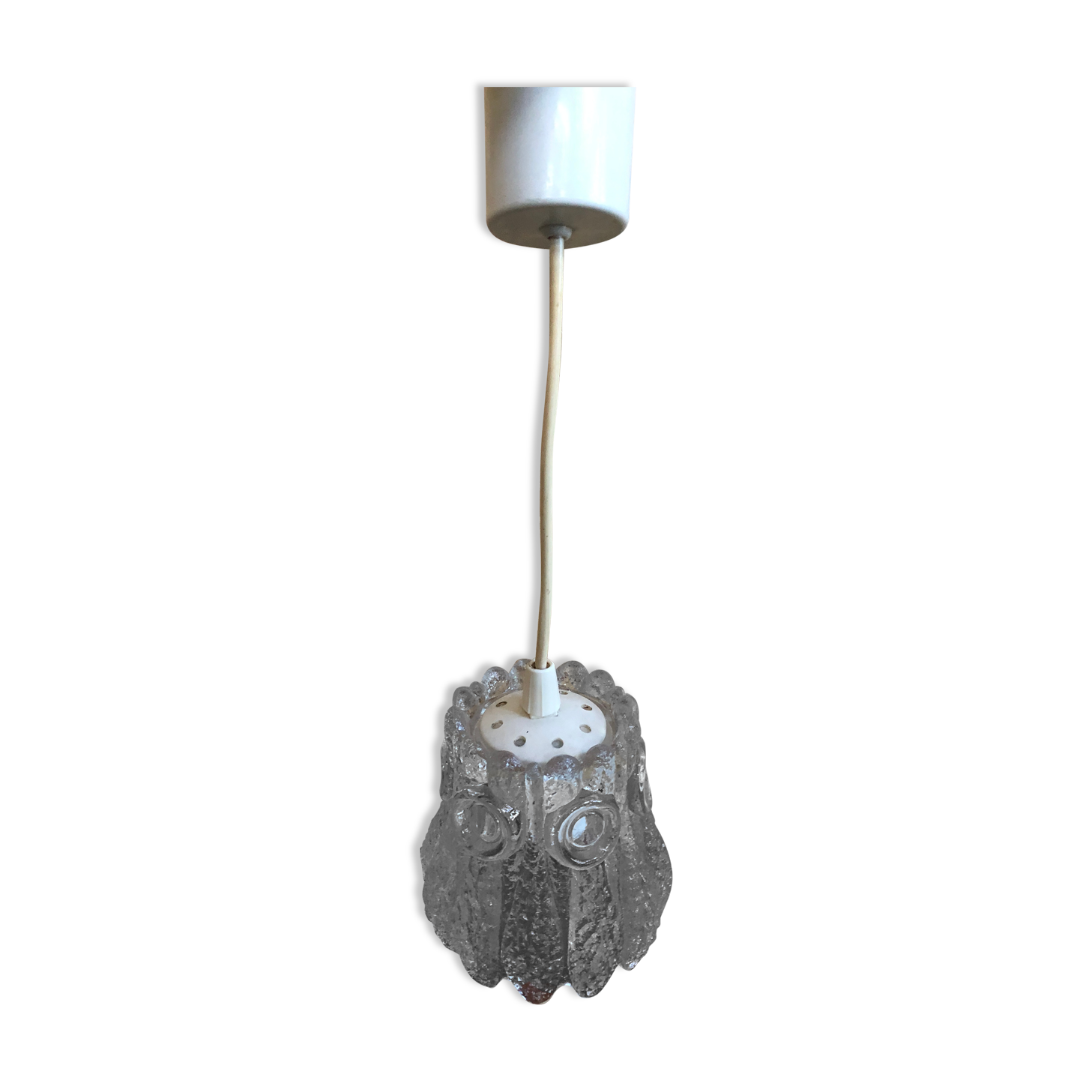 Old suspension glass molded shape flowers 70s vintage