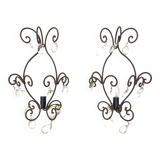 Set of 2 iron sconces and glass tassels