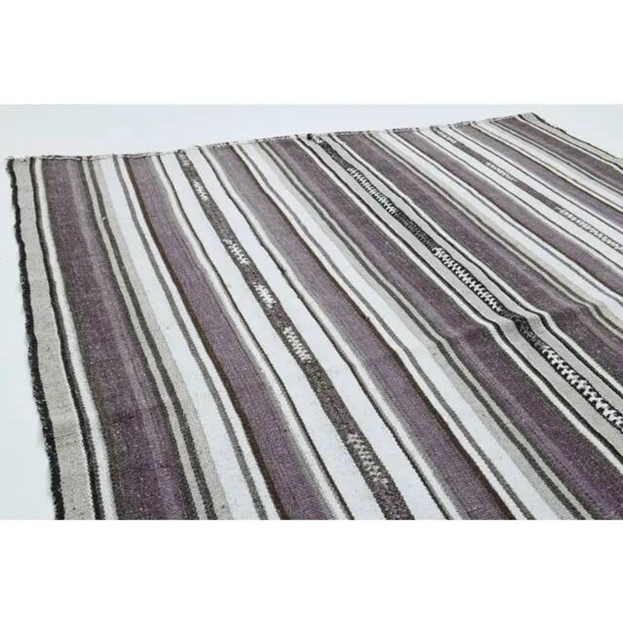 1970s Vintage Turkish Oushak Handmade Wool Cotton Purple Runner Rug 155x186