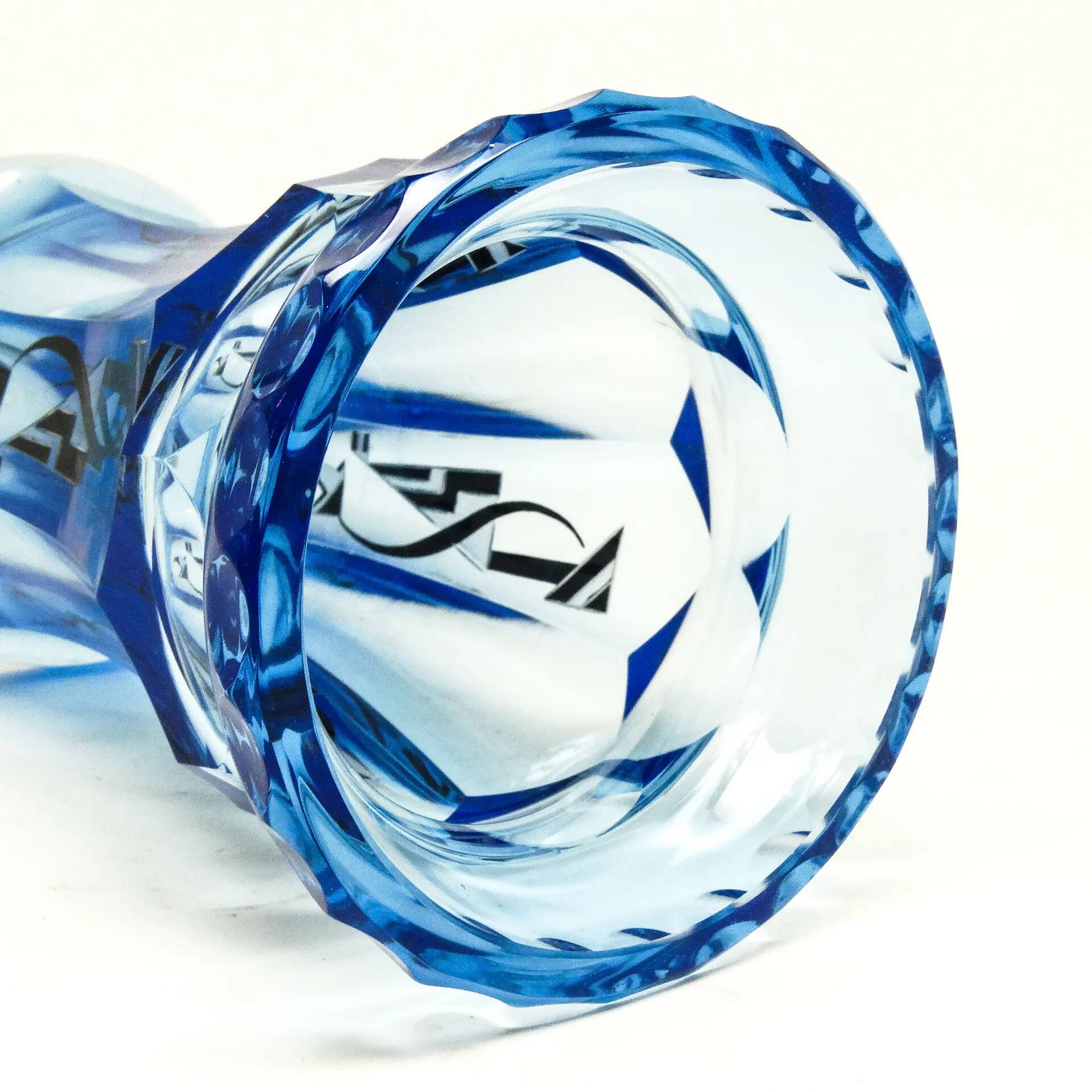 Art Deco vase, blue crystal, designed by K. Palda, Czechoslovakia, 1930s