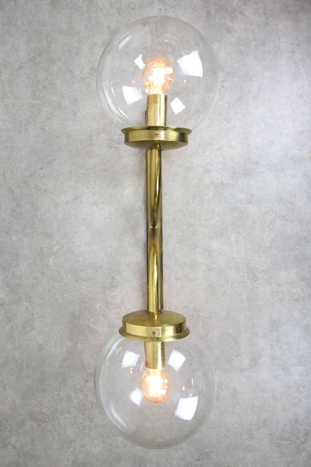 Large Italian Mid-century Brass Wall or Ceiling Lamp, 60s