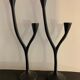 Pair of black candlesticks art deco in steel Habitat 1970