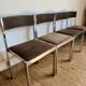 Suite de 4 chaises Sigma vintage en chrome et velours – design années 70