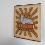 19th Century Religious Carved Wooden Agnus Dei Panel, France