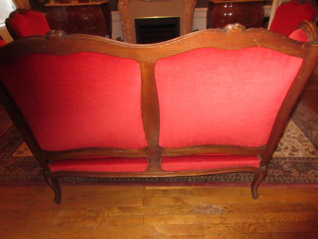 Antique Louis XV style red velvet sofa
