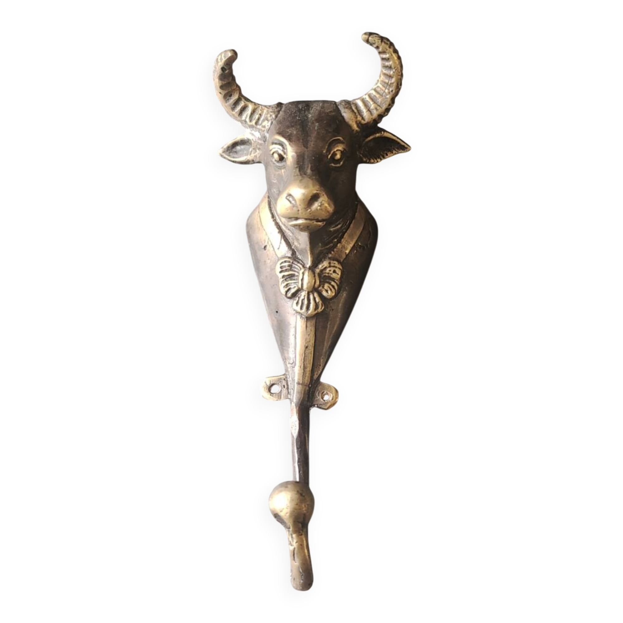 Bronze patinated metal bull wall hook