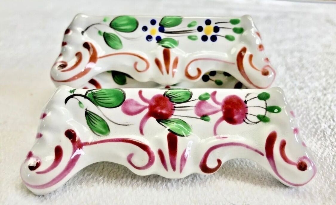 6 old Luneville earthenware knife holders