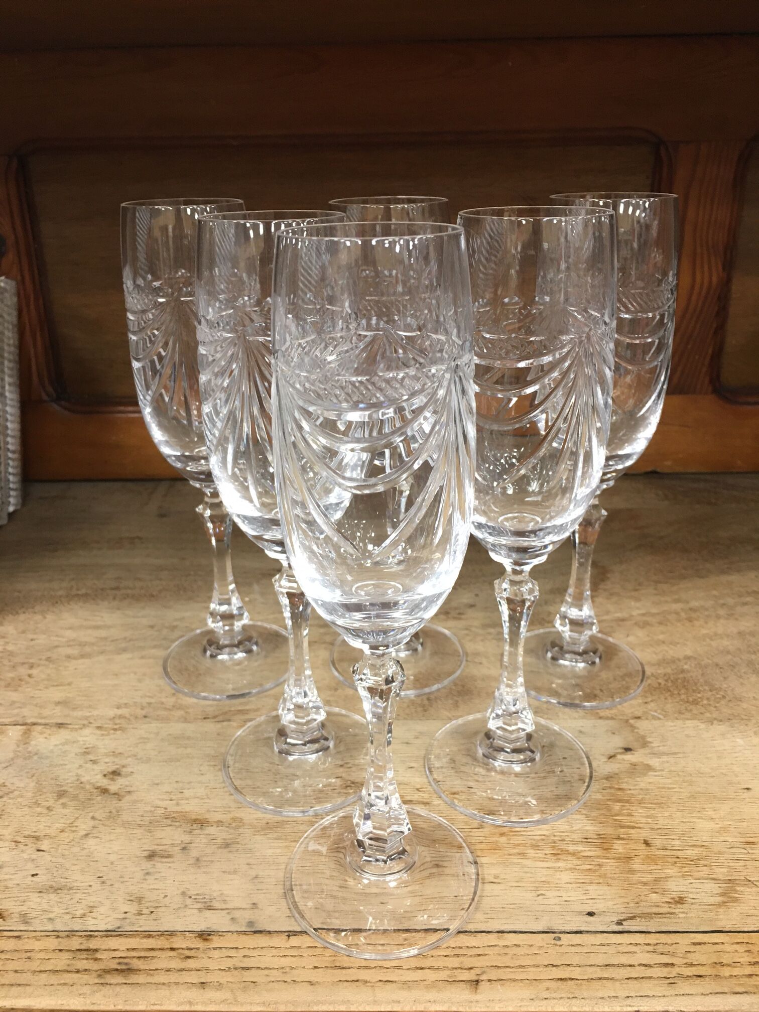 6 crystal champagne glasses Artisanat de Lorraine