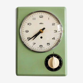 Vintage czechoslovak prim kitchen wall clock with timer, 1960s