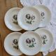 6 vintage porcelain dessert plates Moulins des Loups rose pattern