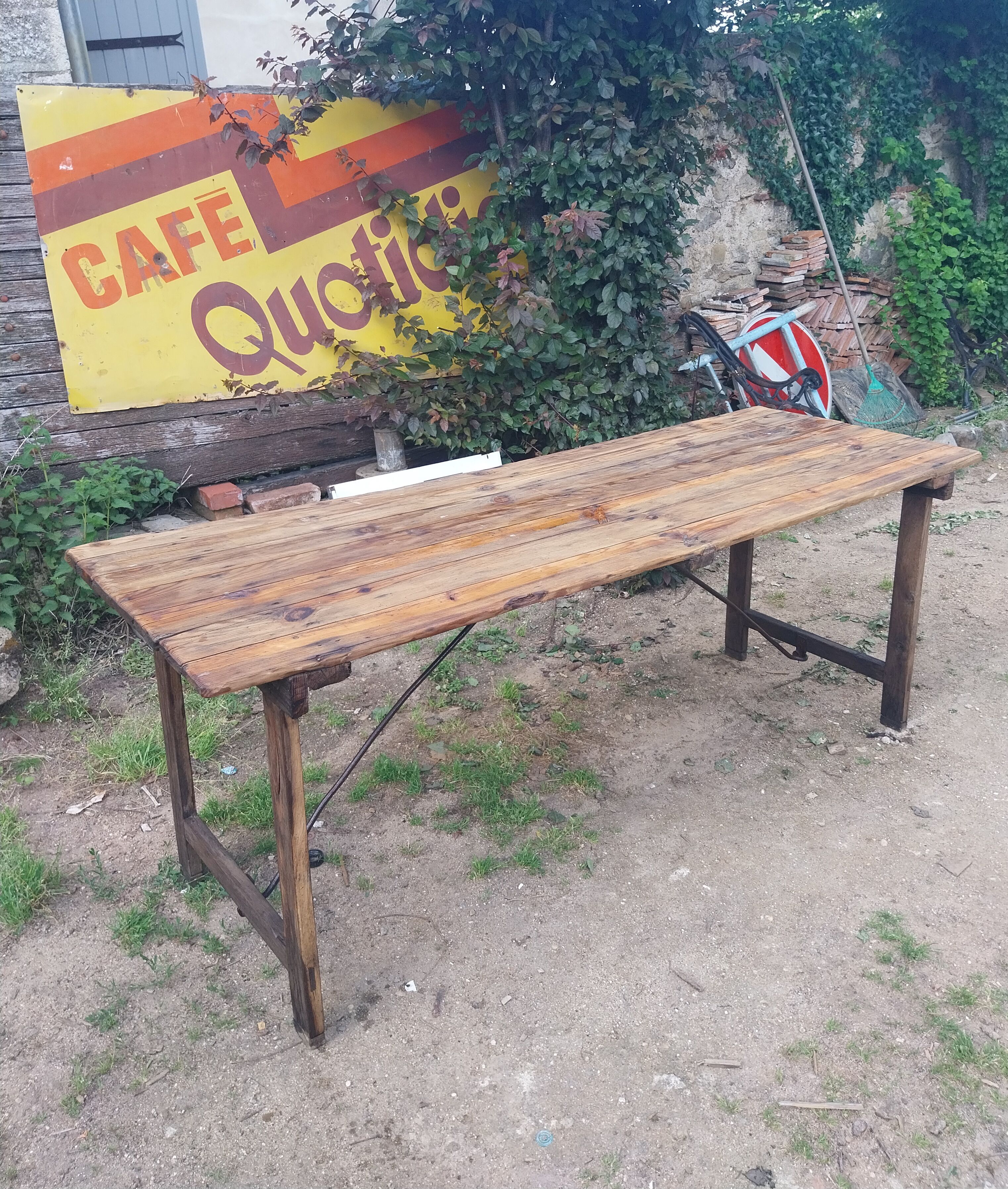 Folding wooden table from a guinguette.
