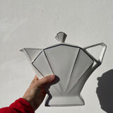 Art Deco teapot, 1930s, white and silver porcelain