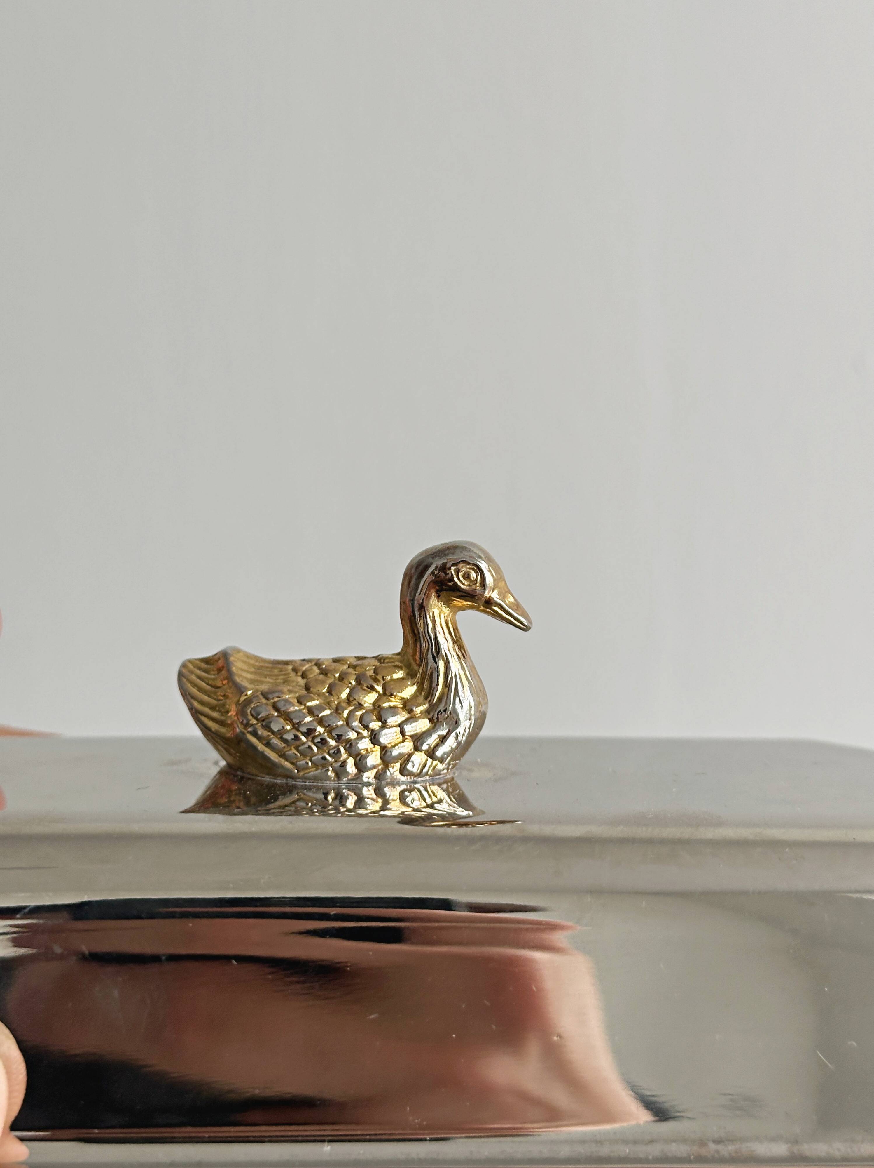 Vintage silver-plated metal butter dish