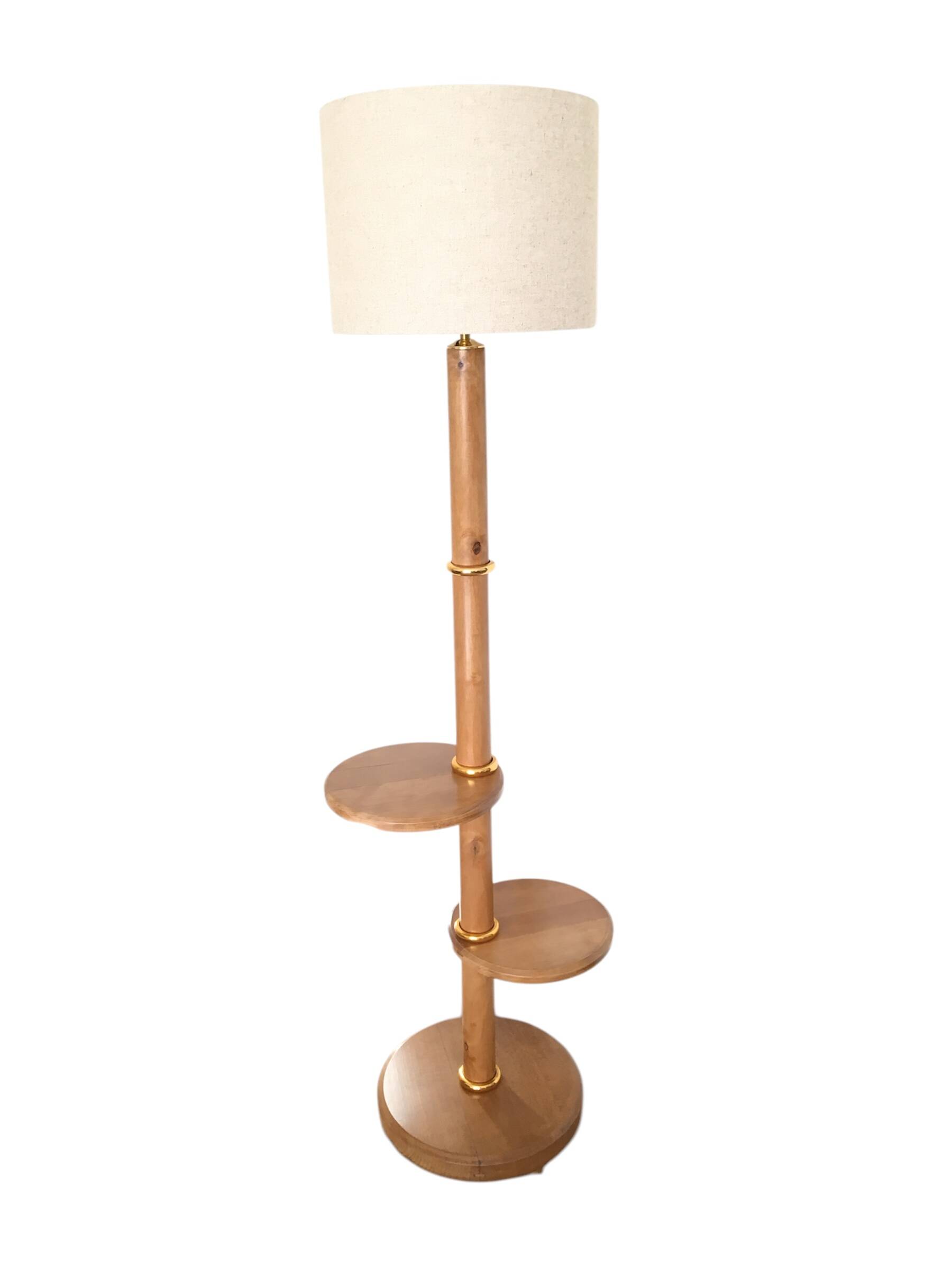 Vintage wooden floor lamp - 1950s