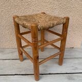 beech stool with straw seat, farmhouse stool