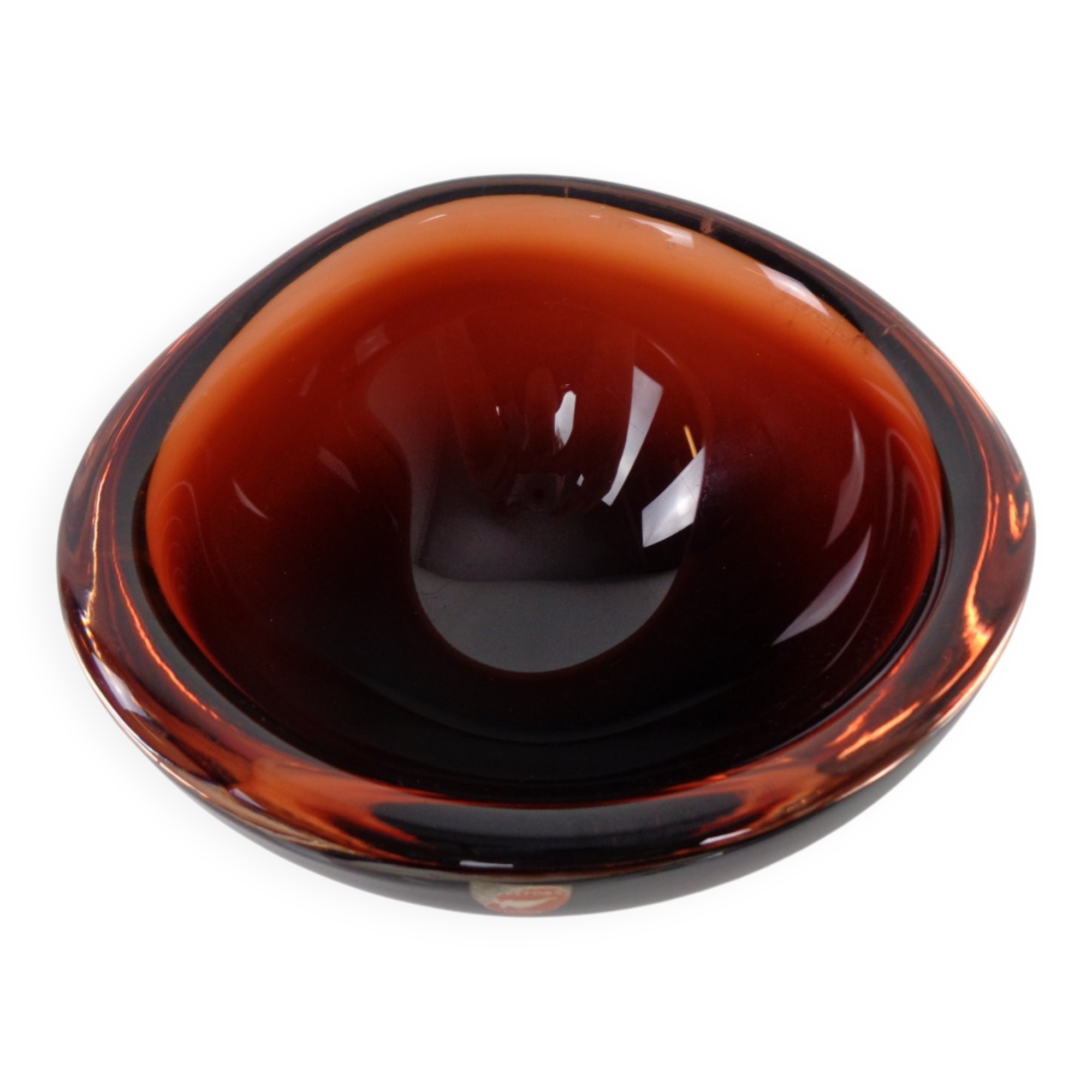 Swedish Burgundy Glass Bowl from Orrefors, 1960s