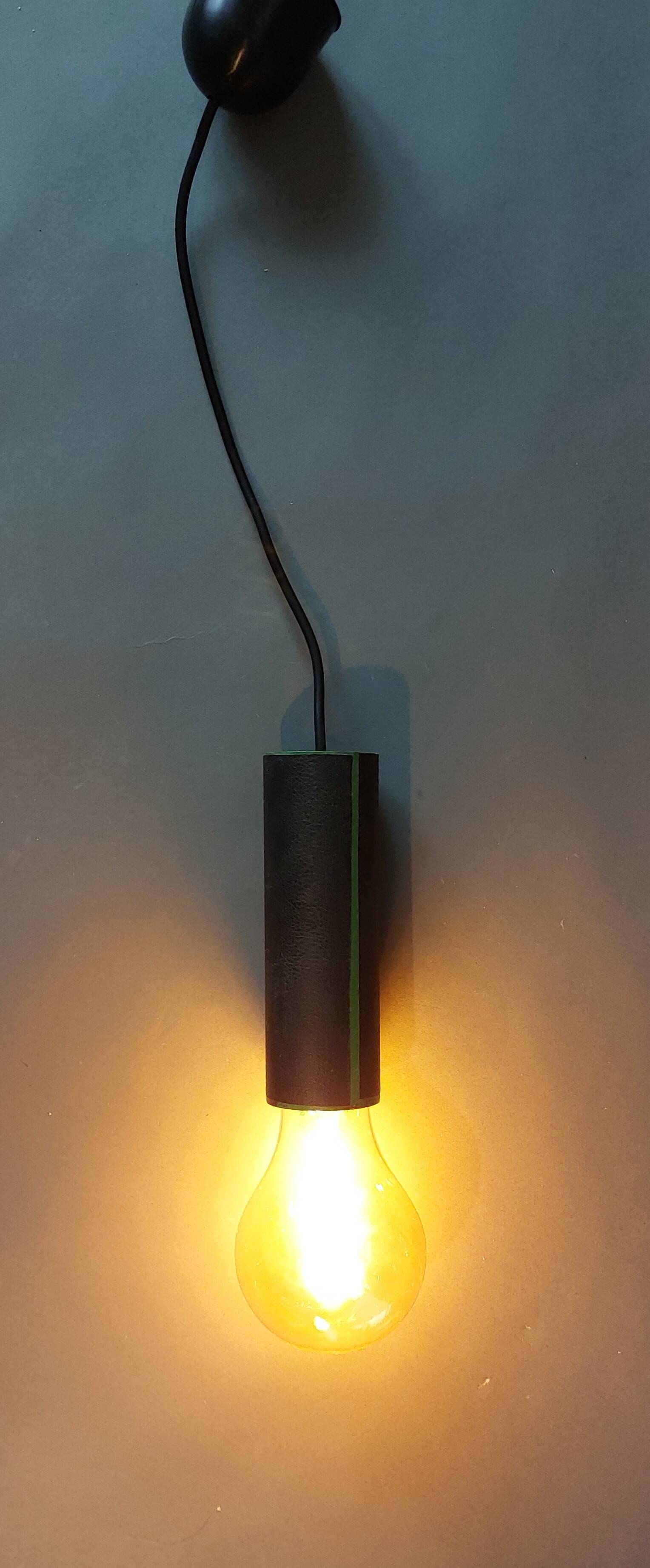 1950 pendant light in metal covered in vintage skaï.