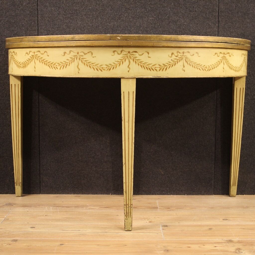 Italian lacquered demilune table in louis xvi style