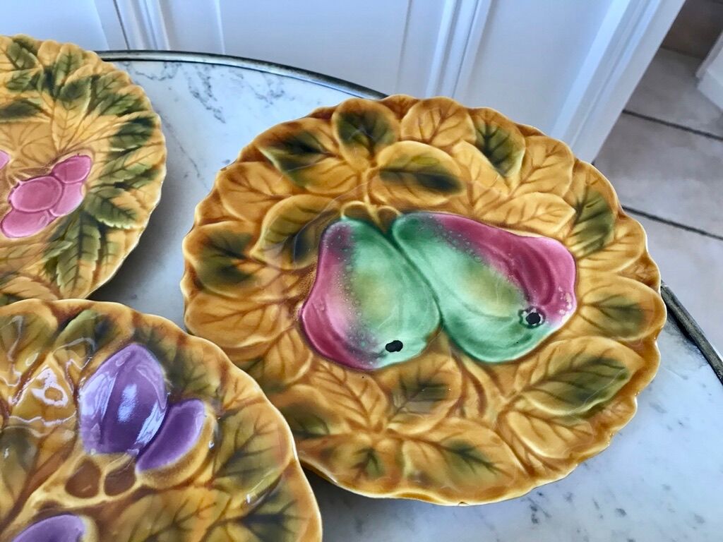 Set of 6 dessert plates in Sarreguemines slurry 60s