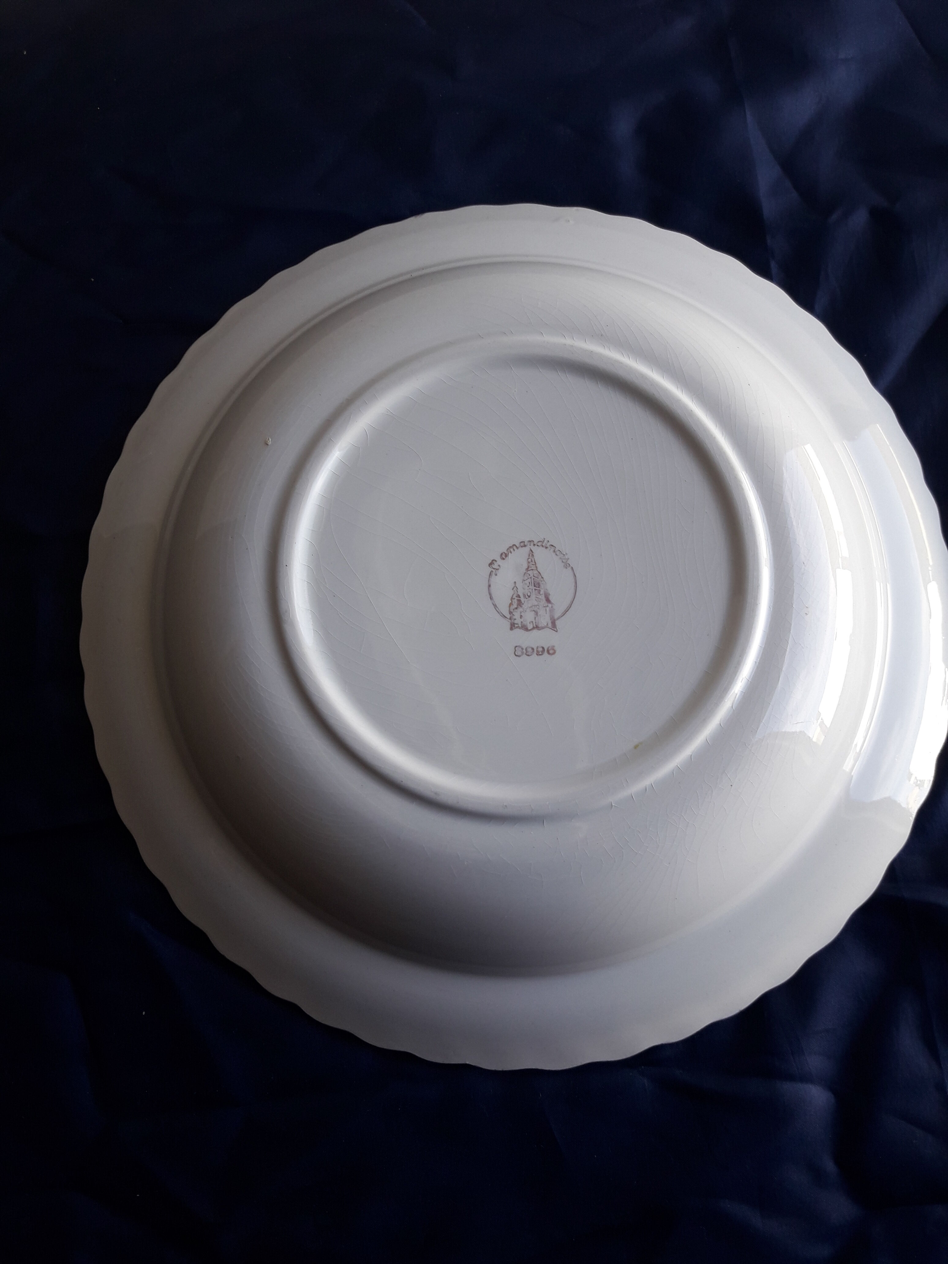 Hollow round dish in earthenware the almond tree 8996 pink patterns diam 28 cm