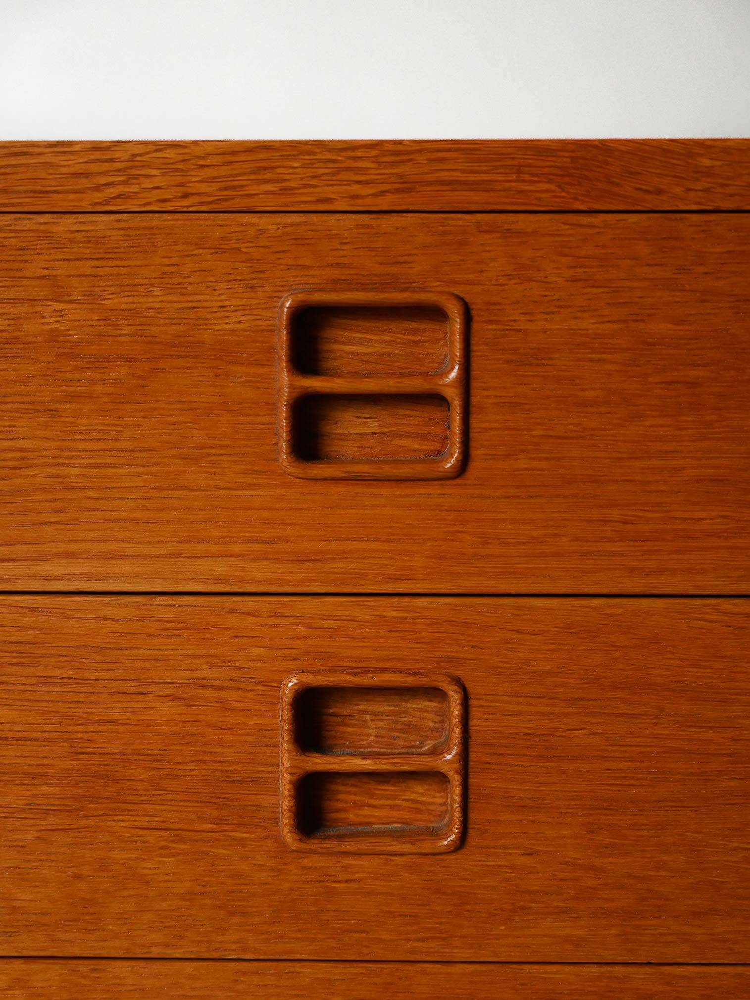 Scandinavian vintage oak sideboard with drawers and doors