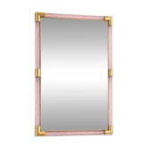 Elegant Modern Pink and Gold Mirror with Torchon Murano Glass Work