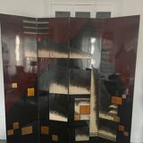 Lacquer screen year 70 geometric art-Deco patterns