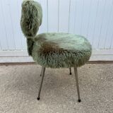 Vintage green furry chair from the 1960s