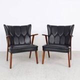Danish teak and skai armchairs, Erhardsen & Andersen 1960s
