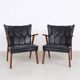 Danish teak and skai armchairs, Erhardsen & Andersen 1960s