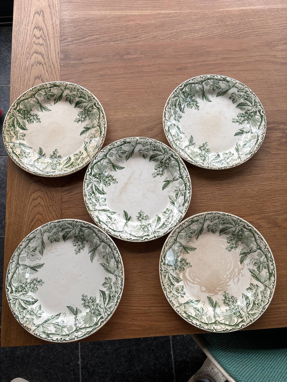 Set of 5 old plates
