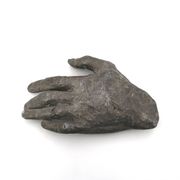 Cast iron silver-coloured catchall in the shape of a hand, 1970s sculpture.