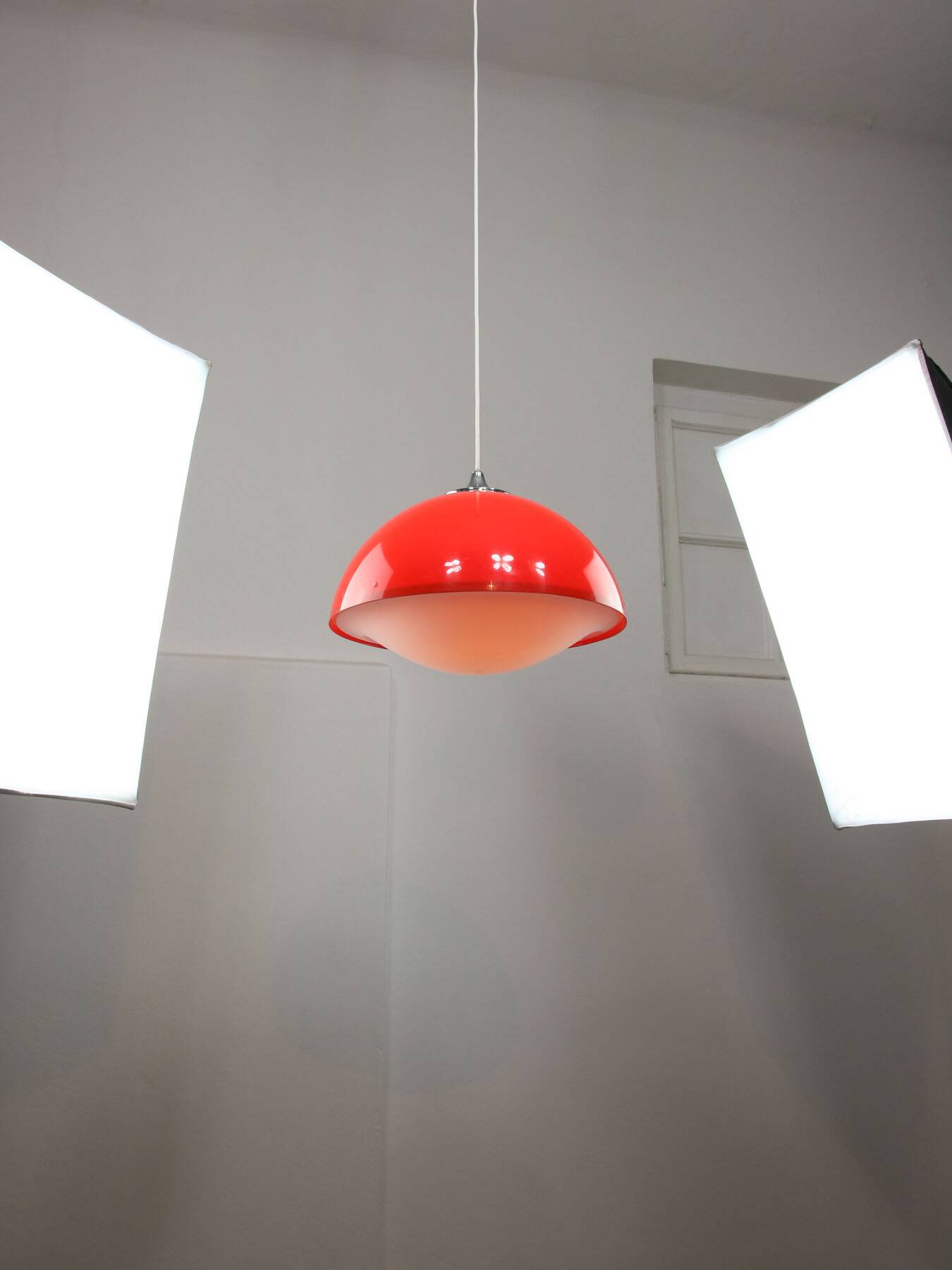 Italian Space Age Pendant in Plexiglass and Chrome, 1970s