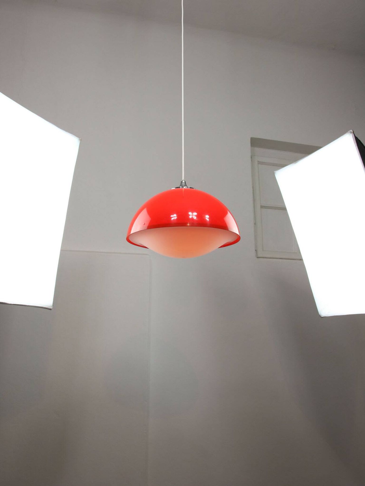 Italian Space Age Pendant in Plexiglass and Chrome, 1970s