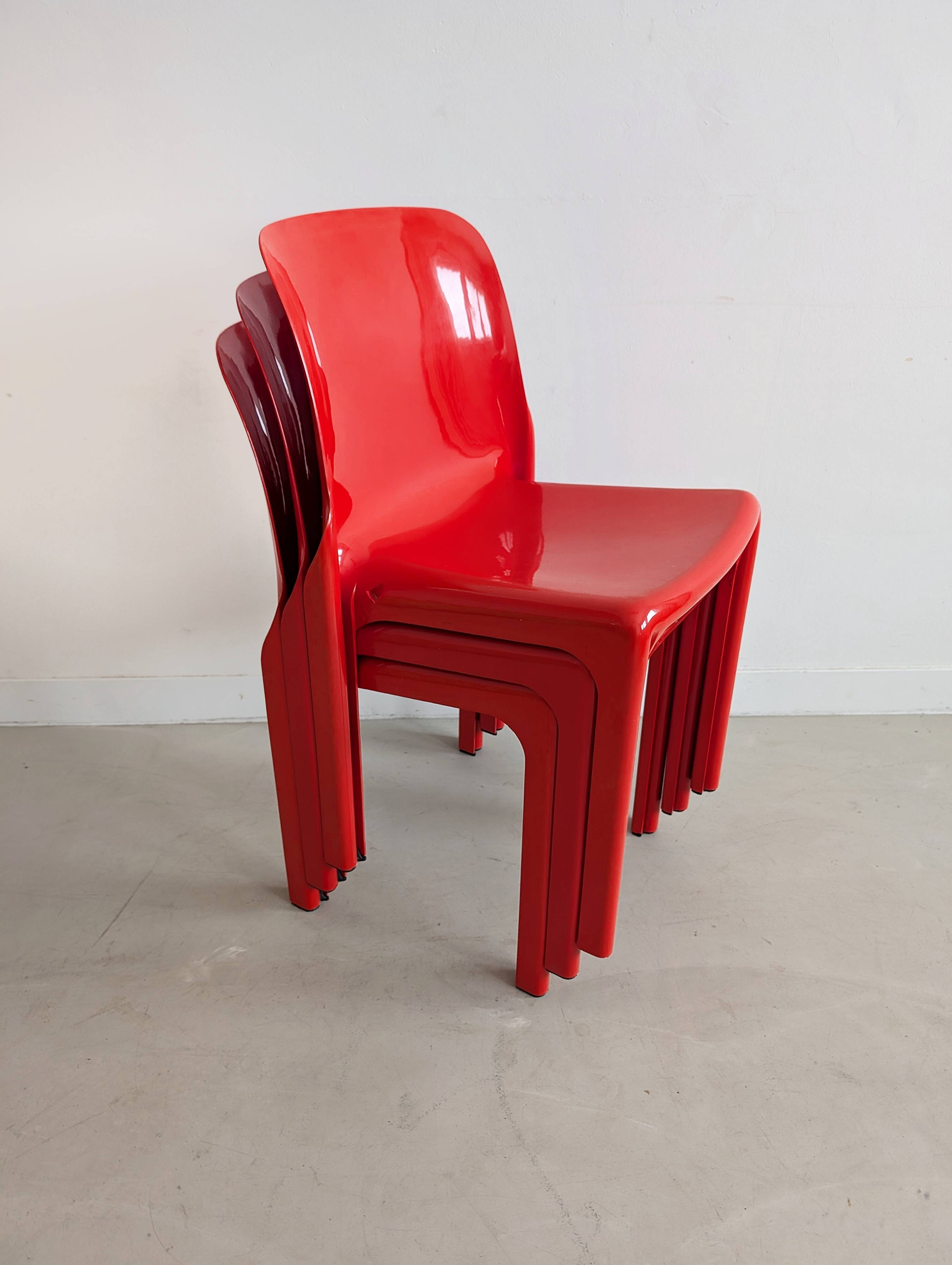 Red 'Selene' Dining Set by Vico Magistretti for Artemide 1960s