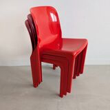 Ensemble de salle à manger rouge « Selene » par Vico Magistretti pour Artemide, années 1960