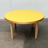 Mid-century modern yellow linoleum coffee table by Alva Aalto for Artek, Finland, 1960s.