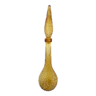 Amber bottle, Empoli glass, Italy, Mid-century