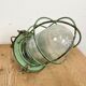 Green Industrial Soviet Bunker Pendant Light with Iron Grid, 1960s