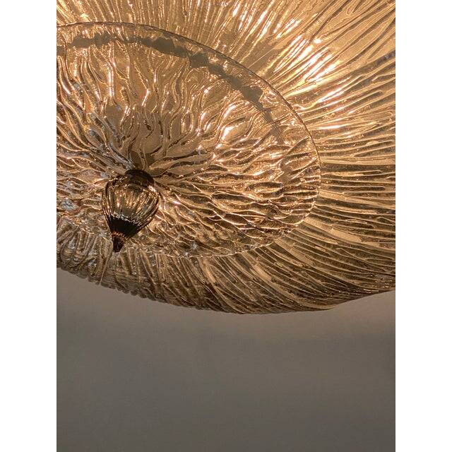 Contemporary Fume' "Brindle" Murano Glass Flush Mount in Venini Style