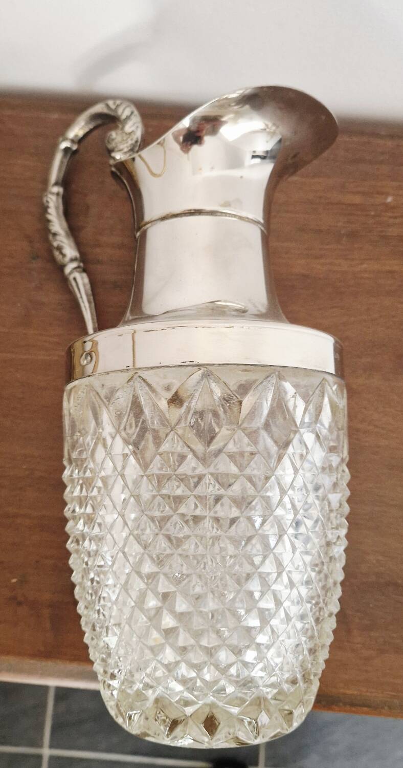 Cut crystal carafe and silver-plated metal – Victorian / Napoleonic III style
