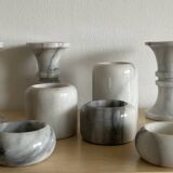 Set of 11 Carrara marble candlesticks from the 70s