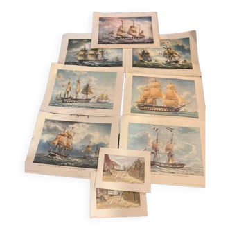 Lot de 7  portraits de navires