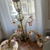 Lustre en verre de Murano fleurs vénitien, circa 1950/1970 rose jaune