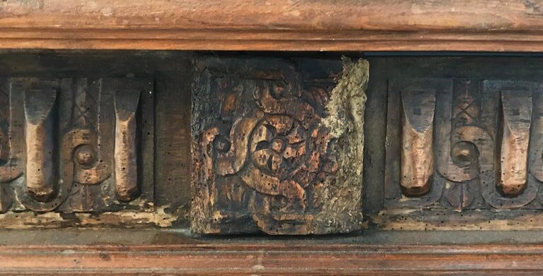 Antique Carved wooden chest with plant motif Renaissance period