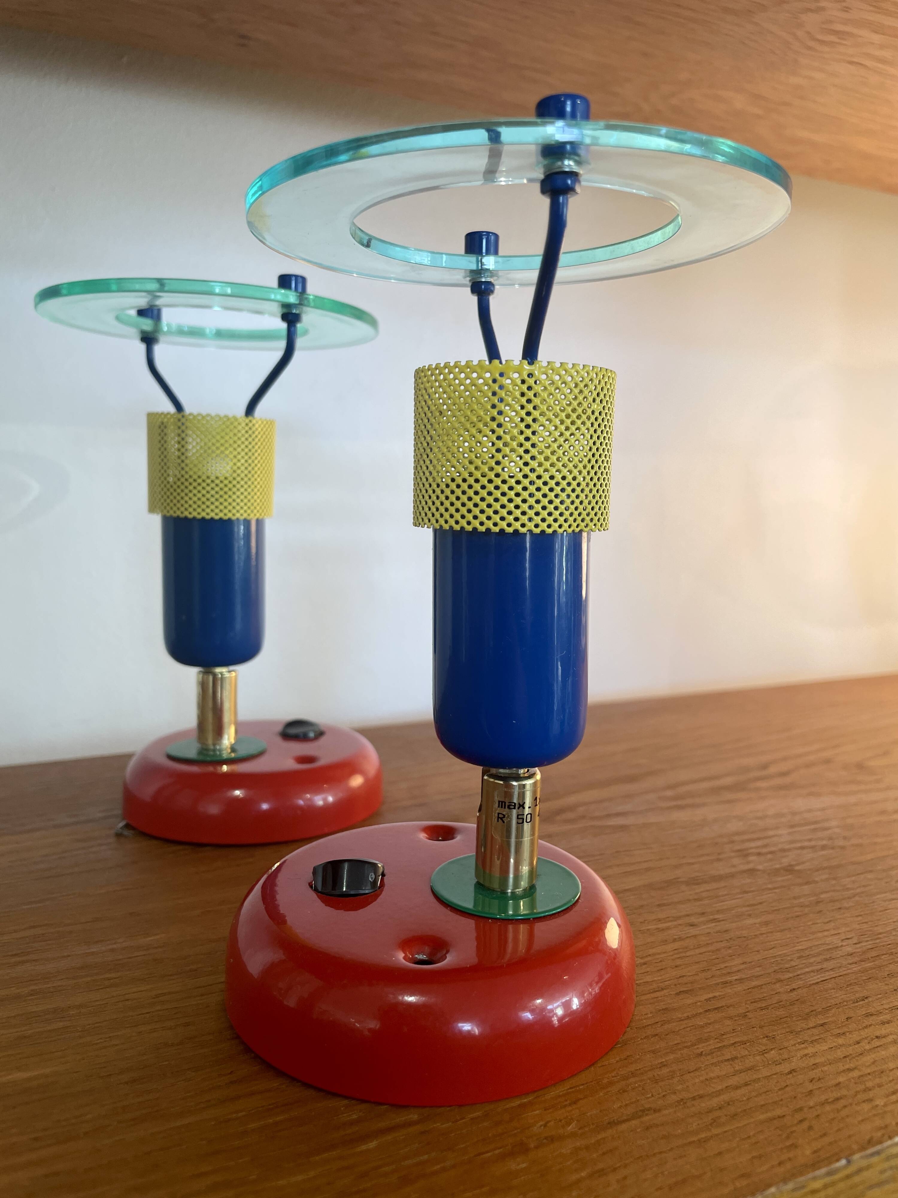 Pair of 90s multi-colored wall lights