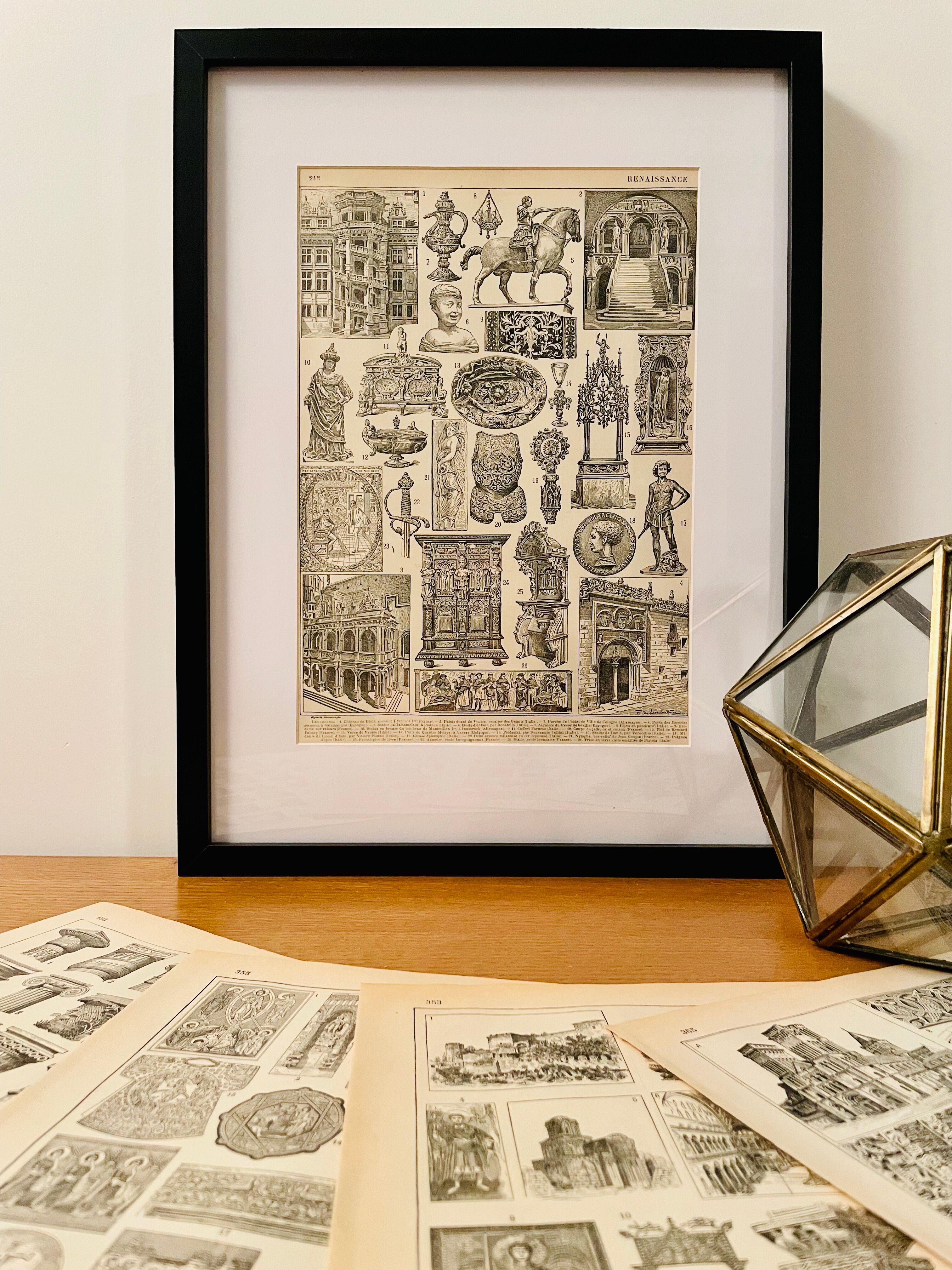 Lithograph engraving on the architecture of 1928