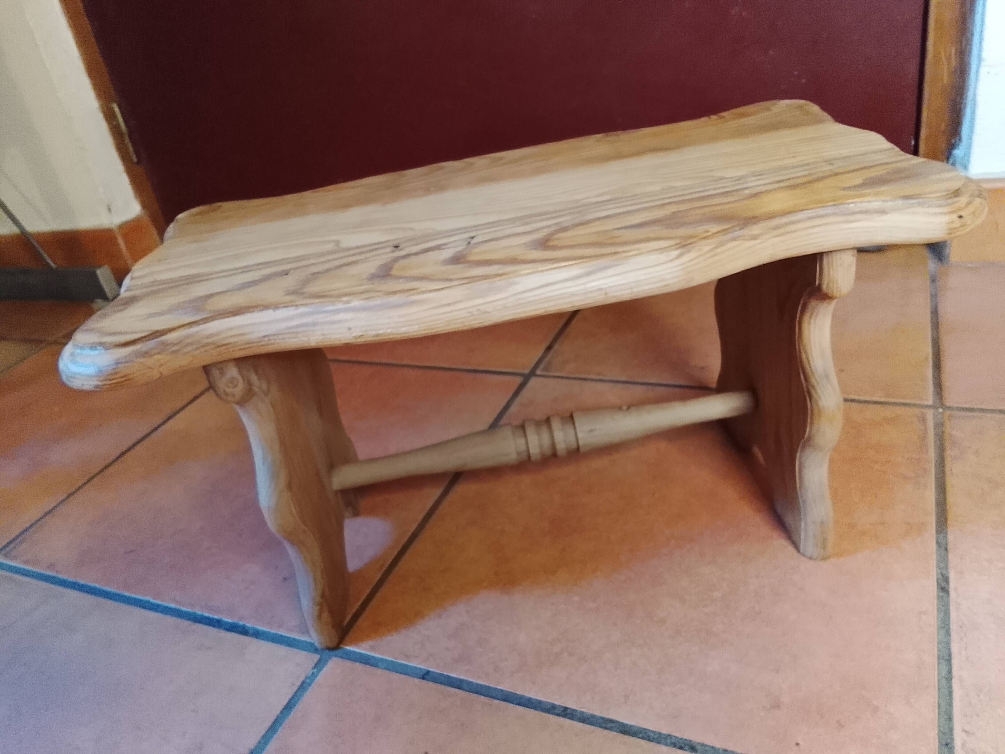 Small bench / low rustic stool in solid wood