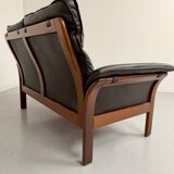 Vintage black leather Dreipunkt Scala design 2-seater sofa.